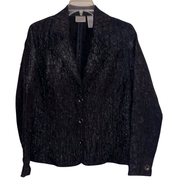 🌹CHICOS BLACK SHINY SUIT JACKET - Picture 1 of 5
